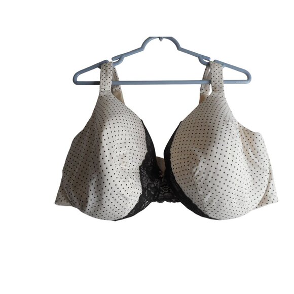 Cacique Other - Cacique 46DDD  full coverage Bra underwire black white lace polka dot